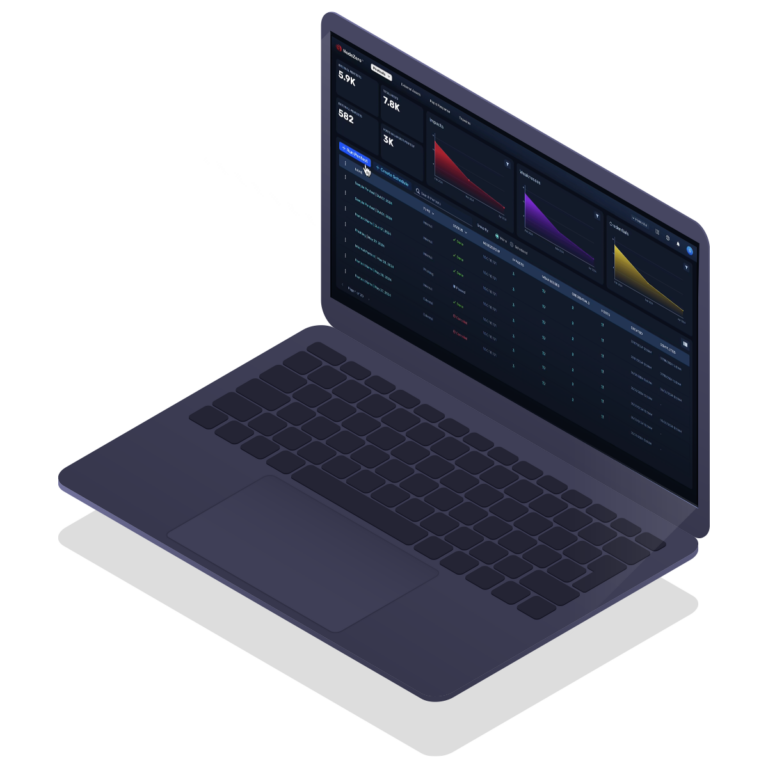 Isometric Laptop Left-Facing NodeZero Summary UI