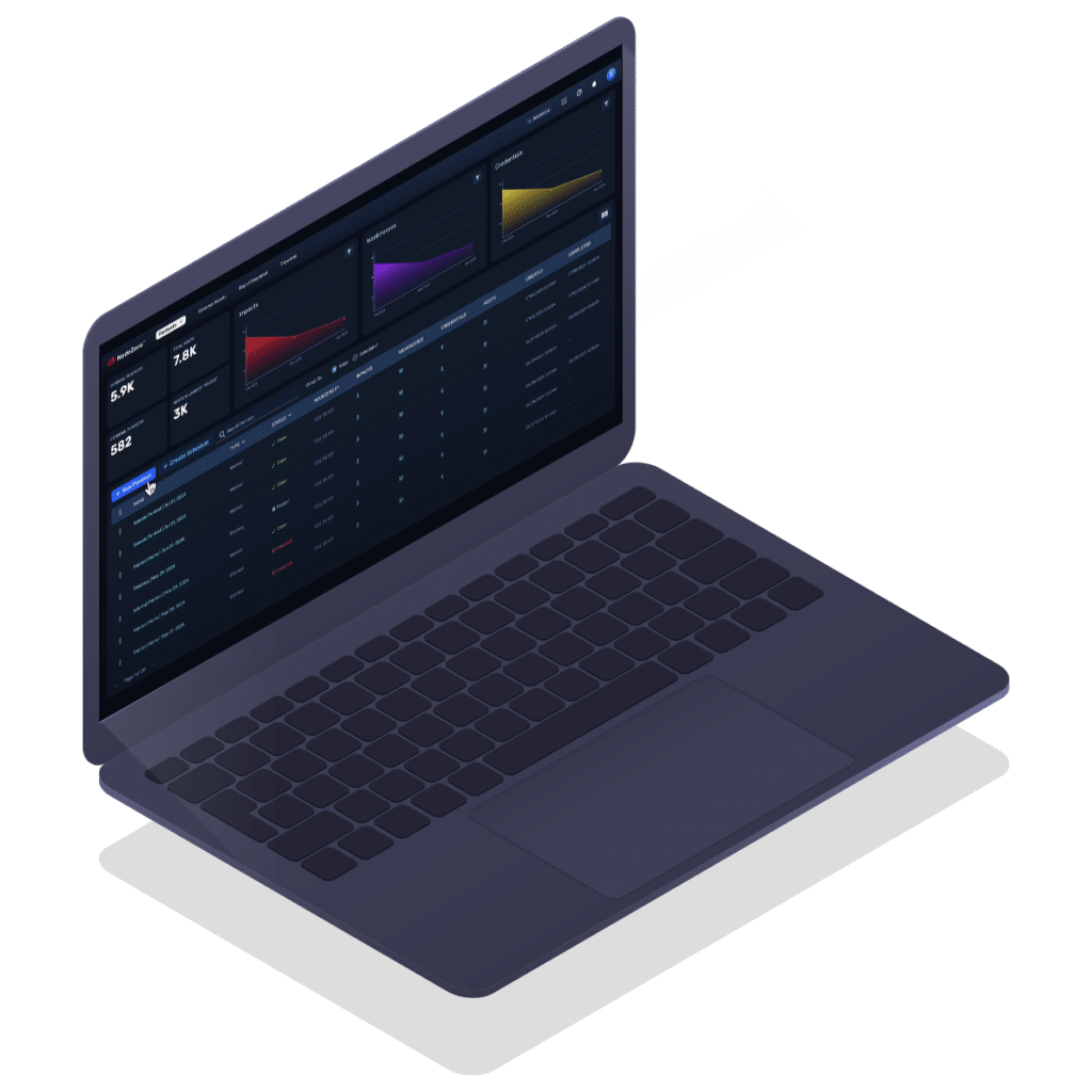 Isometric Laptop Right-Facing NodeZero Summary UI