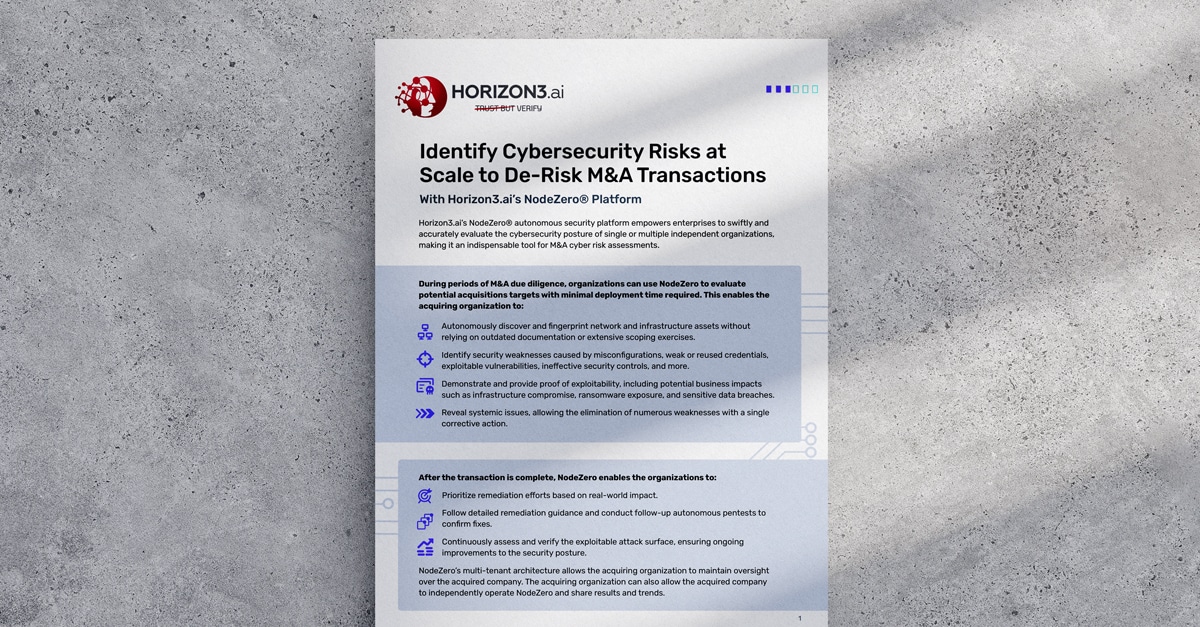 Identify Cybersecurity Risks at Scale to De-Risk M&A Transactions