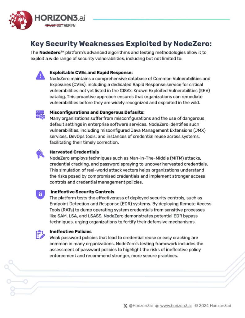 Key Security Weaknesses Exploited by NodeZero