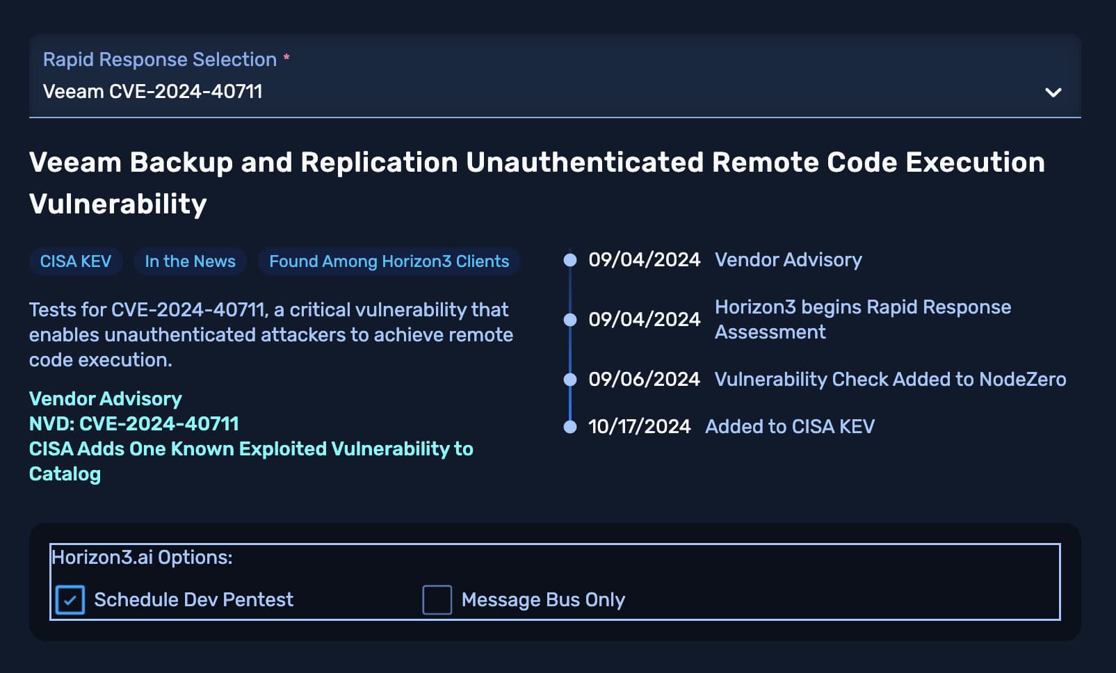 NodeZero UI - Rapid Response