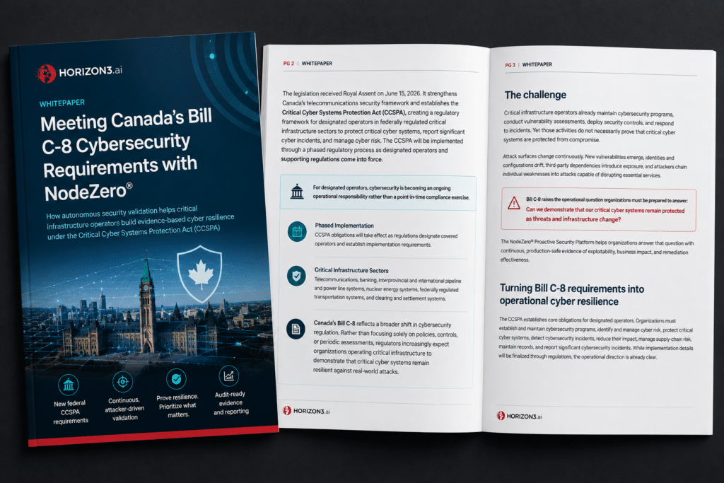 Cover of the "Meeting Canada's Bill C-8 Cybersecurity Requirements with NodeZero" whitepaper.