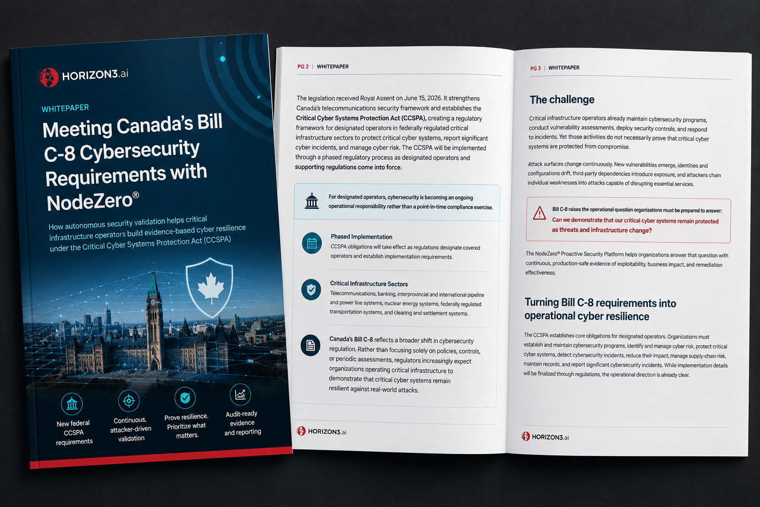 Cover of the "Meeting Canada's Bill C-8 Cybersecurity Requirements with NodeZero" whitepaper.
