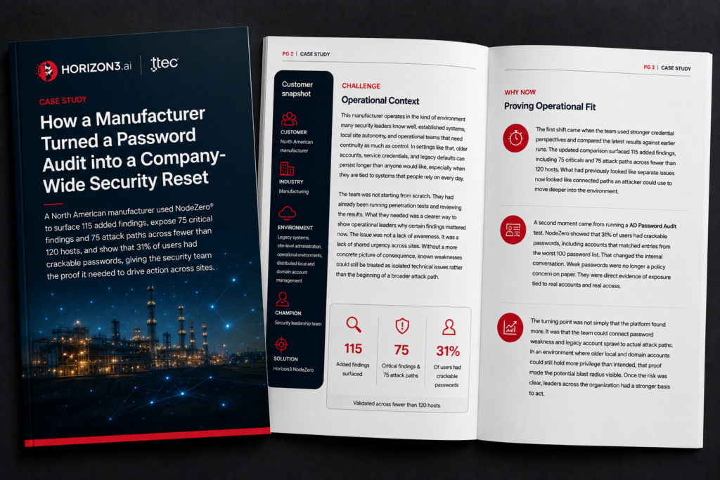 Manufacturer customer story on reducing password risk with NodeZero