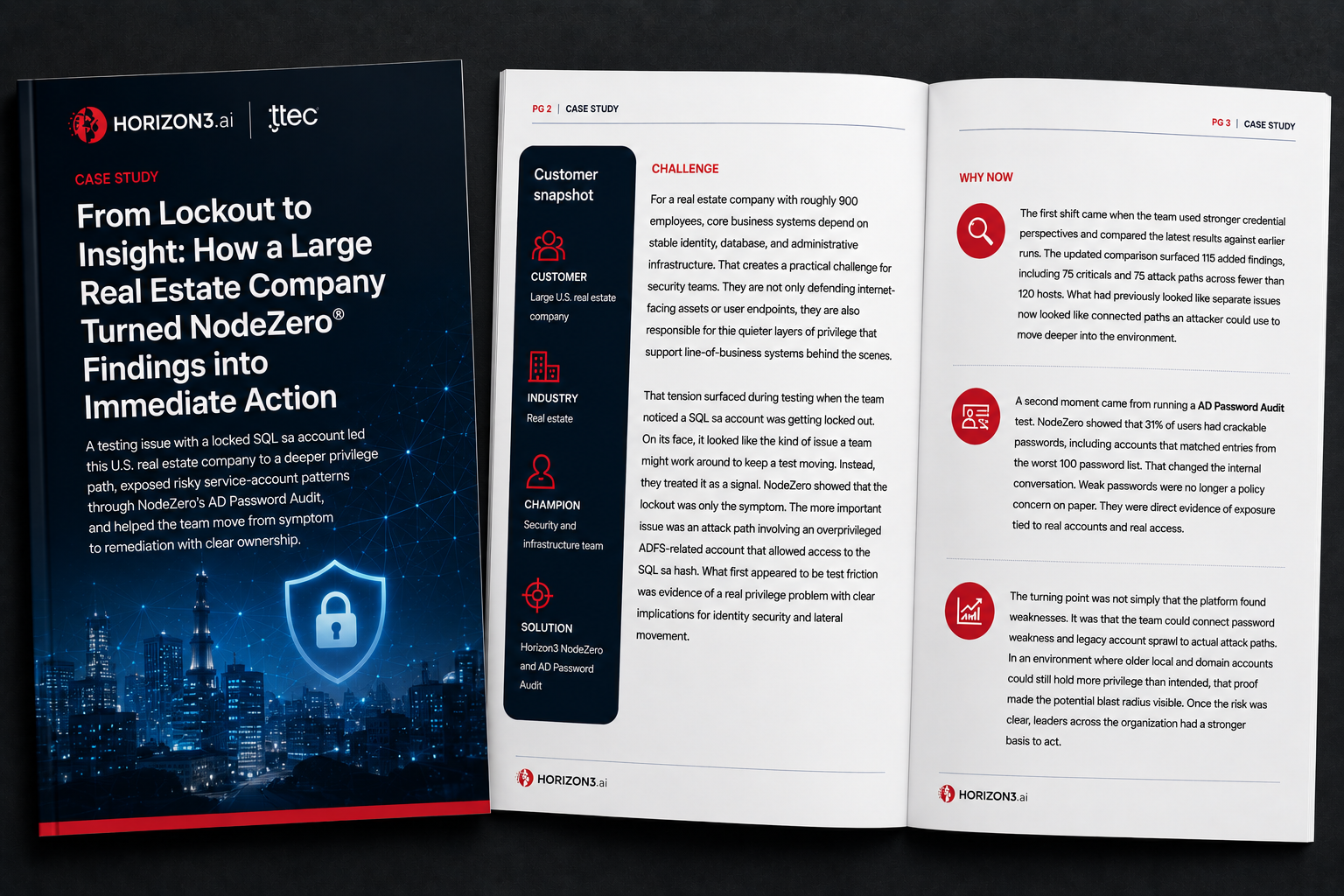 Real estate customer story on uncovering privilege and service-account risk with NodeZero