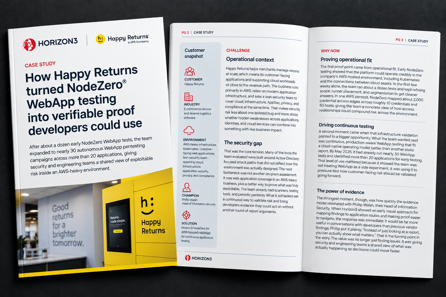 Happy Returns customer story about using NodeZero WebApp to validate exploitable application risk and give developers actionable security evidence.