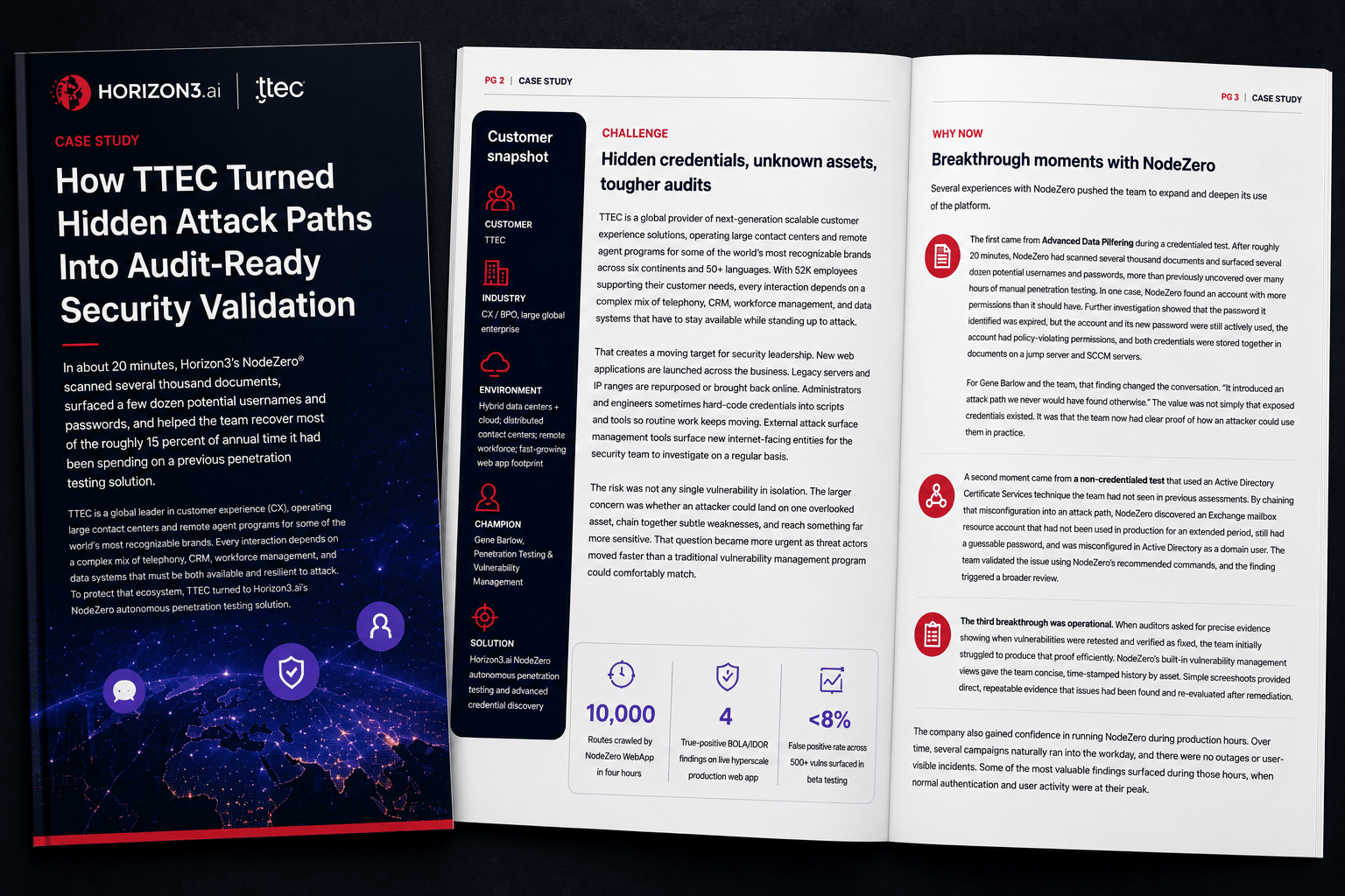 TTEC customer story about using NodeZero autonomous pentesting to uncover hidden attack paths and strengthen audit-ready security validation.