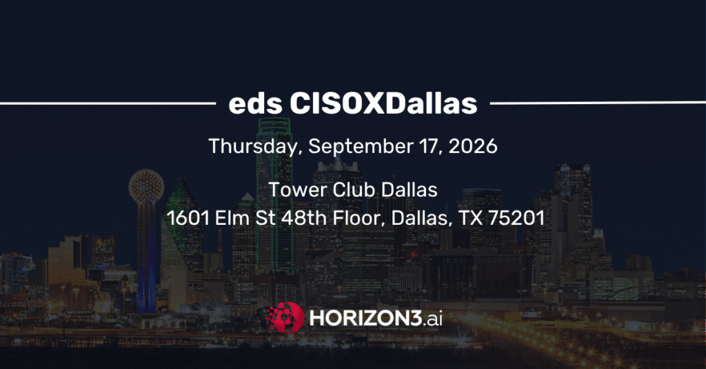 Promotional graphic for Horizon3 at eds CISOXDallas 2026 in Dallas, Texas.