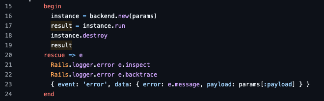 Zammad sessions event code returning an error message containing event instance variables
